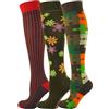 Mysocks Calzini alti al ginocchio da donna a righe 3 paia - Calze di supporto unisex da donna - Calzini da equitazione Calzini alti al ginocchio Calzini lunghi da donna per carnevale, Multicolore 104,
