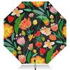 Generic Ombrello inverso antivento con foglie floreali colorate nere antivento ombrello compatto nero UV per camminare ombrello robusto invertito ombrello automatico per pioggia sole con copertura