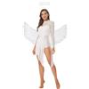 CHICTRY Vestito da Ballo Donna con Ali d'Angelo Bianche Abito da Ballerina Jazz Samba Rumba Salsa Costume da Angelo Bianco Costume Halloween Carnevale Bianco A S