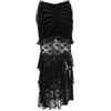 Generic Y2K Gotico Nero Pizzo Floreale Maglia a Strati Split Sirena Gonne Lunghe Pieghe Gonne Midi Donna Estate-Nero-L