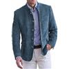 SPORTARC Blazer da uomo casual in pelle scamosciata, cappotto smart casual per autunno primavera, giacca sartoriale per abbigliamento da ufficio aziendale (L blu mare)