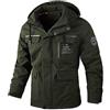 Vhersily Giacca da Esterno da Uomo con Cappuccio Tinta Unita Manica Lunga Multitasche Leggere Giubbotto da Coppia, Spessa Giacca in Cotone Termico, Invernali Antivento Sci Giacce Parka Jacket