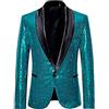 Botong Scialle risvolto paillettes Giacca Uomo Regular Fit Monopetto Smoking Blazer Prom Partito Cappotto Performence Giacca, Fucsia, 48