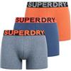 Superdry Boxer da uomo, confezione tripla, Blu brillante screziato / arancione brillante screziato / blu navy opaco maculato, S