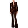 Botong Completi Pantalone in Velluto da Donna Tailleur da Lavoro Donna Outfit Blazer 2 Pezzi per Matrimonio, Marrone, M