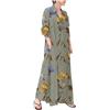 Generic Vestiti Donna Estivi Lunghi in Lino Abiti Abito da Donna in Stile Camicia Lunga Cotone e Lino con Stampa Scozzese a Maniche Lunghe a Maniche Lunghe con Vestiti Lunghi Estivi Abiti (Green XL)