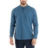 Giosal Camicia Uomo Lino Manica Lunga Tinta Unita Collo Serafino Made in Italy (S, Avio)