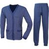Enrico Coveri Pigiama Uomo Invernale Tutto Aperto Caldo Cotone Interlock Blu 2136 (XXL)