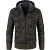 Generic Giacche in pile da uomo con zip intera, felpe con cappuccio mimetiche da uomo con cappuccio invernale slim fit felpa ibrida isolante in pile con cappuccio tasca frontale felpa termica con polsino a