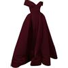Generic Abiti lunghi con fessure lunghezza al pavimento da donna in chiffon temperamento francese estate taglio basso scollo a V abito da sposa tinta unita increspato per le donne formale, vino, M