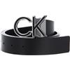 Calvin Klein Pelle cintura Logo Rev CK Metal Inlay 35MM W90 Black Smooth/Black Textured nero reversibile