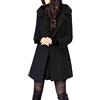 Generic Giacca da trench doppiopetto calda da donna con cappuccio (Nero,M)