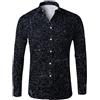 Tobysper Camicia con glitter da uomo, a maniche lunghe, con brillantini, in raso, alla moda, dorata, a maniche lunghe, da lavoro, vestibilità normale, per il tempo libero, da uomo, per feste,