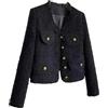 Hecatombic Blazer in Tweed da Donna Elegante Risvolto da Ufficio Business Casual Cardigan a Sezione Corta Bottoni a Maniche Lunghe Giacca Corta Chic Abito Corto Slim a Maniche Lunghe (Nero,XL)