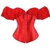 Generic Bustino da donna con lacci e giarrettiere con lacci, corsetto con ossatura, bustino lingerie bodyshaper plus size gilet a compressione, Rosso, XL