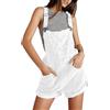Generisch Salopette in jeans da donna, casual, elastico, regolabile, pantaloni corti, tute, Azzurro, L