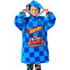 Hot Wheels Felpa Coperta per Ragazzi | Pullover in Pile Oversize per Bambini Blu con Tasca a Forma di Auto | Abbigliamento da Casa con Cappuccio per Bambini con Logo di Fiamma da Corsa