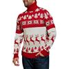 Generisch Maglione natalizio da uomo, divertente con dolcevita Ugly Christmas Sweater Maglione a maglia con puro maglione natalizio leggero motivo natalizio maglione invernale a collo alto, O rosso