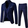 Caxndycing Tuta da uomo, slim fit, 2 pezzi, abito da uomo, moderno, business, matrimonio, elegante, per matrimonio, ballo, smoking giacca, Blu marino, L