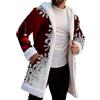 Generisch Mantello di Babbo Natale in Velluto, Mantello Rosso Natalizio con Cappuccio, Divertente Cardigan per Feste di Natale con Imbottitura in Pelliccia, Abito da Sera Festivo per Uomini, Costume