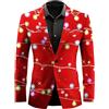 Générique Blazer da Uomo di Natale con Stampa Luminosa Colorata, Mantello da Uomo per l'Inverno, Tempo Libero con Tasche, Costume da Natale alla Moda, Giacca Blazer di Natale Confortevole, Giacche da Cerimonia