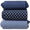 GATTI A POIS Box da 3 Paia di Calze Lunghe da Uomo in Filo di Scozia, Dedalo&Microbolle, Tonalità di Blu, Lavorazioni Miste, Elegante, Made in Italy (IT, Numero, 45, 47, Regular, Regular)