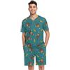 GAIREG Pigiama da uomo a maniche corte, 2 pezzi, con tasche, taglie S-XXL, Banane Scimmie Verde Scuro, X-Large