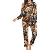 TZTTZT Set pigiama da donna con stampa di cani carini, set pigiama a maniche lunghe set da donna 2 pezzi pigiama lounge set, multicolore, L