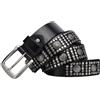 Generic Cintura Borchiata per Uomo E Donna Cinturino in Pelle Con Borchie a Forma Di Fiore in Argento Lucido Cerchio E Borchie in Metallo Rivetti Rotondi Punk Rock(Black,120cm/47)