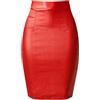 ZC8bdbd Gonna da donna in finta pelle, a vita alta, aderente, con spacco posteriore, Rosso, S