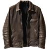 Generic Giacca da motociclista in pelle di pecora conciata da uomo, slim fit, vintage, in vera pelle invecchiata, Auburn, M