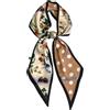 JERLA Seta di gelso come la testa sciarpa fascia per capelli nastro da donna moda collo sciarpe in raso per borsa per capelli sciarpe, 1 fiore marrone a pois, 57X5.5
