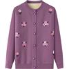 KIJSKKOPO Cardigan Donna Elegante,Maglioni Cardigan Lavorati A Maglia con Fodera in Pile Teddy di Mezza età E Anziani, Rossi, Girocollo, Bottoni, Cappotto in Maglia con Ricami Floreali, Vecchia sig
