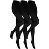 HEAT HOLDERS - Confezione da 3 collant termici da donna neri | Collant foderati in pile opaco per l'inverno, Nero , XXL