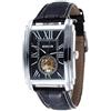 Haonb Orologio Meccanico Uomo Scheletrato Automatico Casual Quadrato, Bordo Nero Bordo Argento
