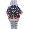 Perseo Orologio Uomo Perseo Trestelle 6790 modello GMT Sub marino acciaio 10 Bar (Lunetta Blu Rossa)
