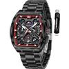 OLEVS Set di 2 orologi al quarzo luminosi per coppia, calendario luminoso, impermeabile fino a 3 atm, stile casual, in acciaio inossidabile, per uomo e donna, regalo romantico, confezione da 2
