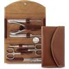 nippes Solingen Classic Premium Set Manicure, 7 pezzi, astuccio in vero cuoio bovino italiano, strumenti antiruggine in acciaio inox senza nichel, set unghie Made in Solingen/Germany