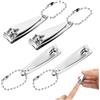 JIYIN 4 tagliaunghie da 5,1 cm, mini tagliaunghie da viaggio, con portachiavi e lima per unghie, in acciaio inox, taglia grande e piccola