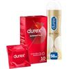 Durex Preservativi Supersottile 10 Profilattici Regular Fit vestibilità regolare + Durex Gel Lubrificante Pleasure Real Feel
