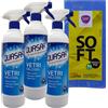 FEI FAN 3x Quasar VETRI CON ALCOOL, Non Lascia Aloni, Asciuga Rapidamente e Igienizza 580ml + Panno In Lattice SOFT, Formato 30x30