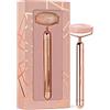 CRYSTALLOVE rullo pulsante per il viso in quarzo rosa - massaggiatore per il viso - rullo massaggiatore anti-età - massaggiatore lifting per il viso - massaggiatore - vibrazione