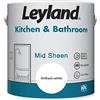 Leyland Cucina e bagno Mid Sheen, bianco brillante, 2,5 litri