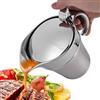 MEGYAD Salsa termica da 500 ml, in acciaio inox, con coperchio e manico, dispenser per salse a doppia parete, per servire salsa, salsa e salsa, WLQ-DA219-JZH