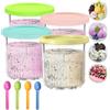 Neuytiky 4 Pezzi Contenitori per Gelato per Ninja Creami,Vaschetta Contenitore Gelato,Vaschette per Gelato Riutilizzabili,Vaschette per Gelato con Coperchi y 4 cucchiai