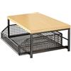 HEIBTENY Carrello per forno a microonde con solido MDF e struttura in metallo resistente, ripiano multi-livello da cucina piccolo con cestello estraibile inferiore, per utensili e pentole (nero)