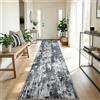 DEFYNEE Tappeto passatoia 60 x 240 cm, antiscivolo, a pelo corto, lavabile, pieghevole, design astratto per ingresso, cucina, soggiorno e ufficio, nero