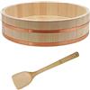 Generic Hangiri, ciotola per sushi e riso, ciotola in legno per sushi e riso, barile giapponese di riso Oke con cucchiaio in legno, 66 x 16 cm, 12 opzioni di dimensioni