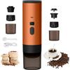 Kouamor Macchina da caffè 3-in-1, portatile, 72 W, 12 V, ricaricabile, USB, capsule, serbatoio dell'acqua 90 ml, per ufficio, campeggio, auto, viaggio (Arancia)