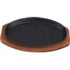 MUSISALY Piastre in Ghisa per Bistecca e Pesce, con Base in Legno, Facili da Pulire, Lavorazione Fine, Set 1 per Ristorante e Casa